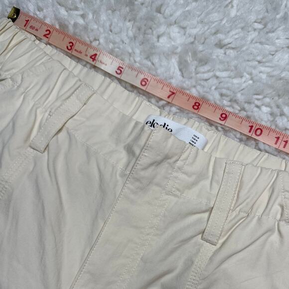 elodie Cream Elastic Waistband Cargo Pants Wide Leg Zipper Fly Highwaisted - Picture 5 of 9